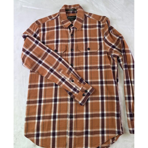 Eddie Bauer Other - Eddie Bauer Men's Large Orange Plaid Long Sleeve Button Up Shirt